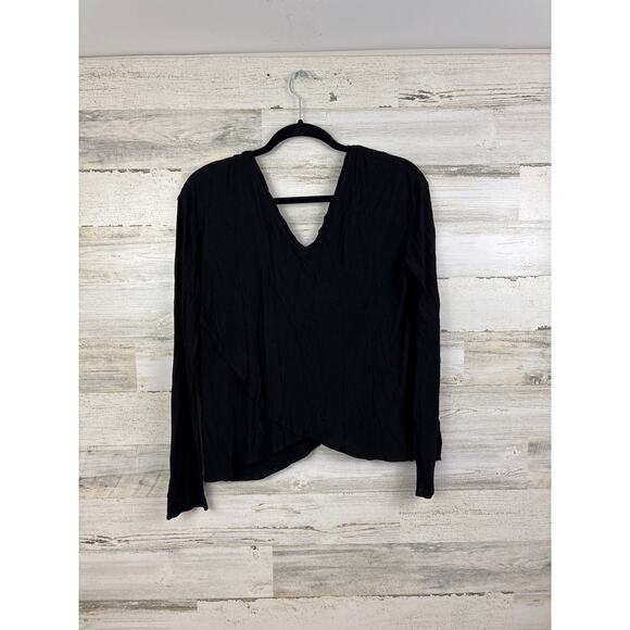 Revolve chaser womens medium black long sleeve v neck cross front blouse new - Picture 2 of 3